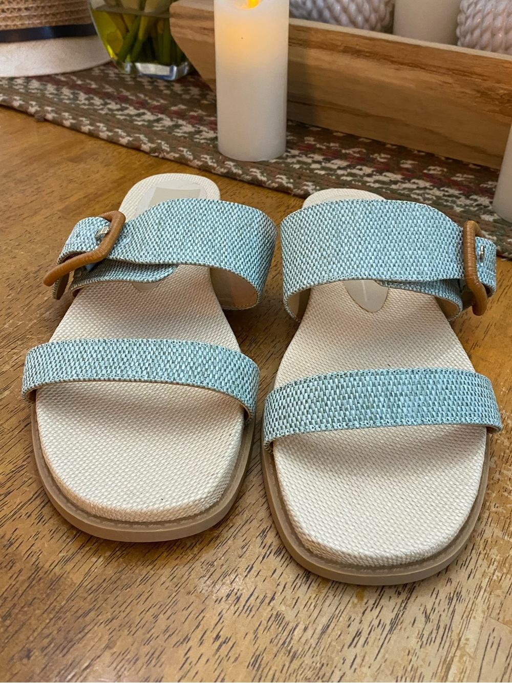Dolce Vita GIANA Sage Synthetic Open Toe Strappy Slide Sandals Women’s Size 8.5